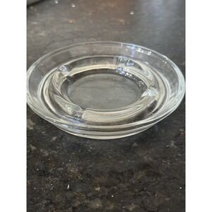 Vtg Heavy Clear Glass Round Ashtray 4 Slots 5" Diameter Beautiful Condition MCM